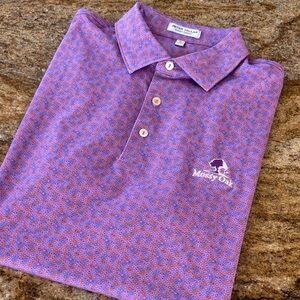 NWOT Men’s Peter Millar Purple Patterned Golf Polo Shirt with Mossy Oak Logo